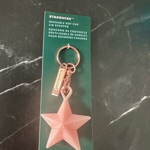 Starbucks Pink Star Lid Stopper Keychain